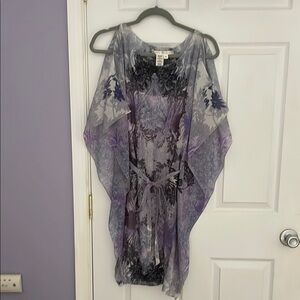 Max Studio Purple and Black Floral Kimono